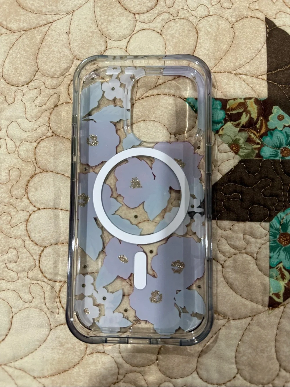 Floral Clear Phone Case with Red Poppy Design